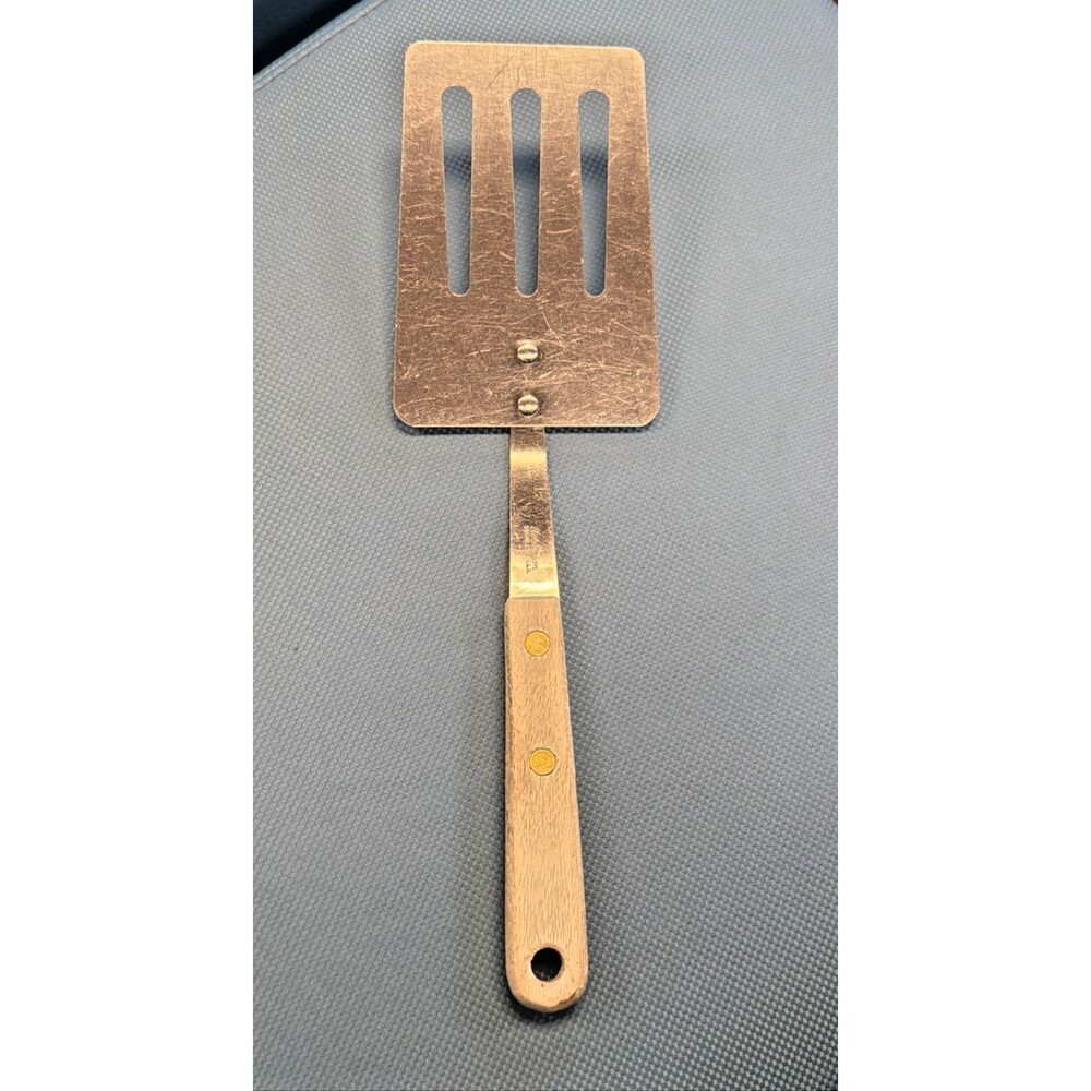 VTG Robinson Stainless Wood Handle Slotted Spatula Turner Flipper USA RARE